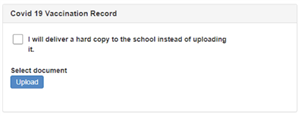upload screen for vaccination records
